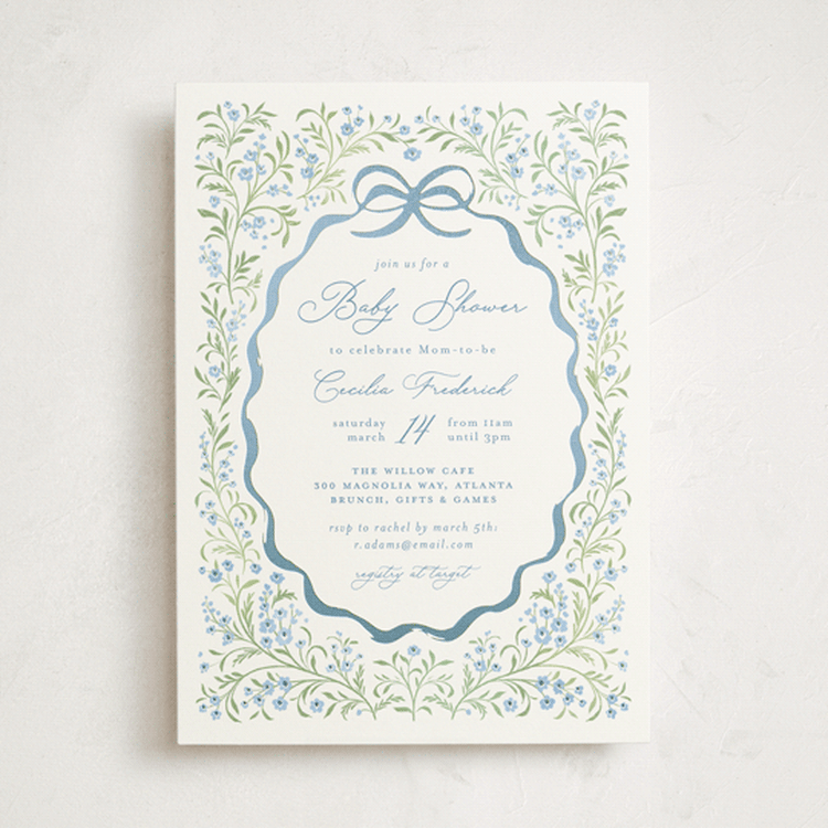 "Darling" - Baby Shower Invitations in Sky by Paper Raven Co. - Front