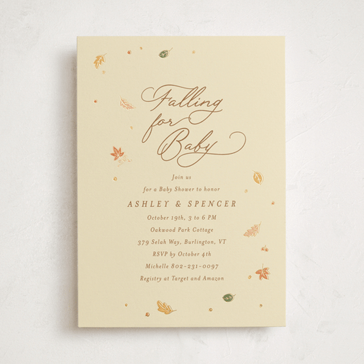 "Sweet Autumn" - Baby Shower Invitations in Pie by letterfix - Front