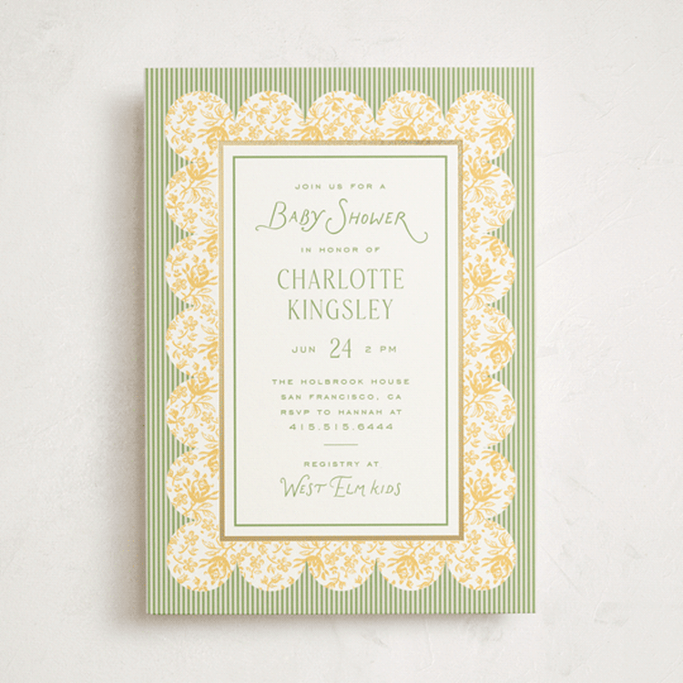 "Nostalgic" - Baby Shower Invitations in Daffodil by Heather Schertzer - Front