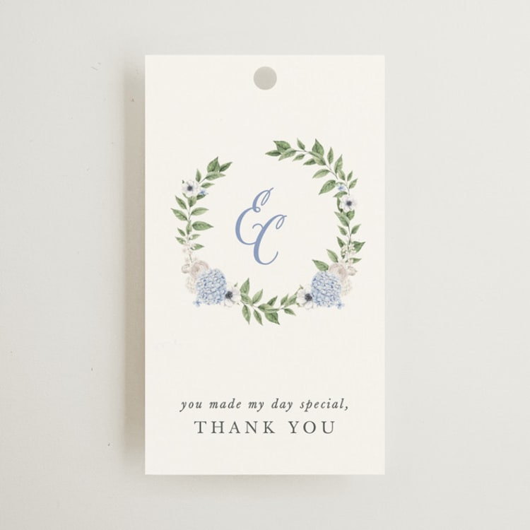 "Sweethearts" - Bridal Shower Favor Tags in Periwinkle by Design Lotus - Front