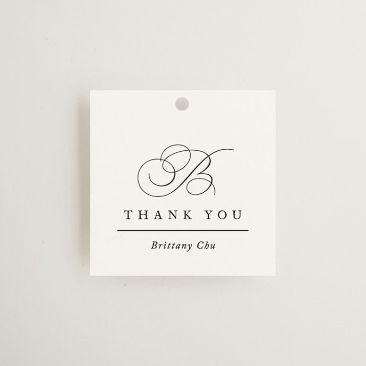 "Initial" - Bridal Shower Favor Tags in Pearl by Jennifer Postorino - Front