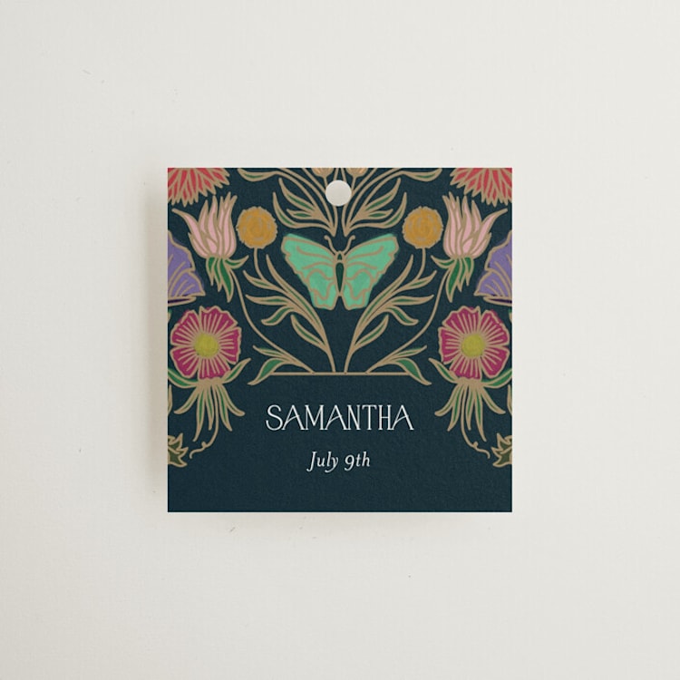 "Gilded Tapestry" - Bridal Shower Favor Tags in Midnight Garden by Simona Camp - Front