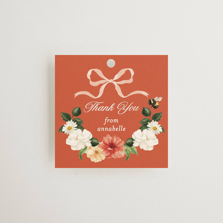 "Fleur" - Bridal Shower Favor Tags in Verona Sunset by Sarah Knight - Front
