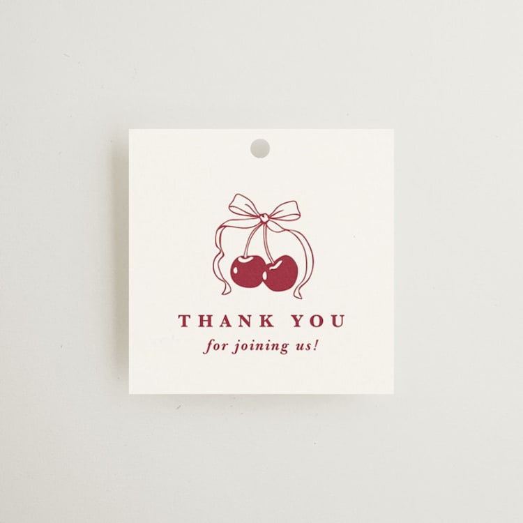 "Classic Cherries" - Bridal Shower Favor Tags in Bing Cherry by Charter Oaks Creative - Front