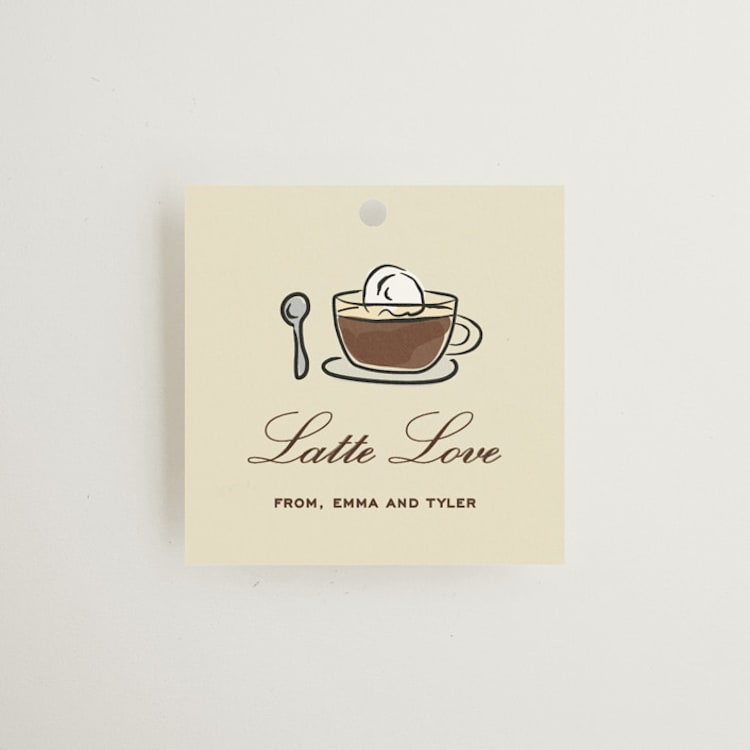 "Espresso" - Bridal Shower Favor Tags in Cream by Jennifer Lew - Front