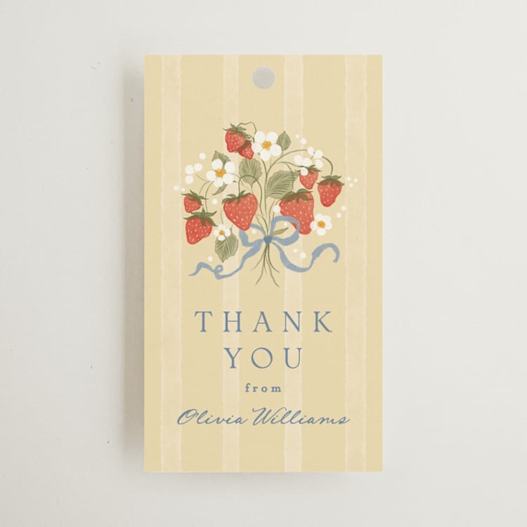 "Strawberry Sunshine" - Bridal Shower Favor Tags in Blueberry by Erin L. Wilson - Front