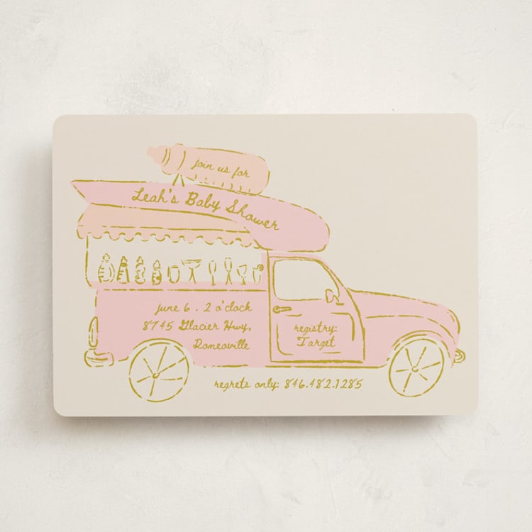 "Milk Truck" - Baby Shower Invitations in Blush by Gwen Bedat - Front
