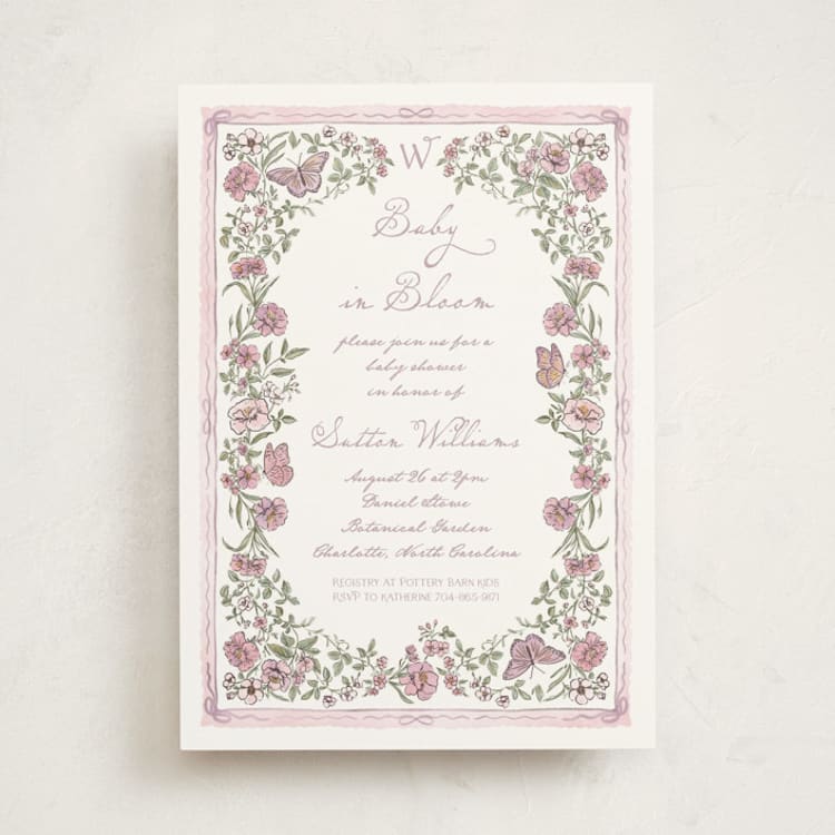 "Baby in Bloom." - Baby Shower Invitations in Heather by Jenna Holcomb - Front