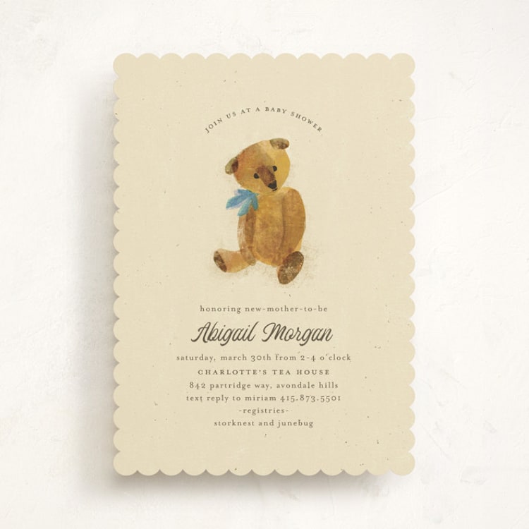 "Vintage Teddy" - Baby Shower Invitations in Glacier by Kimberly Morgan - Front
