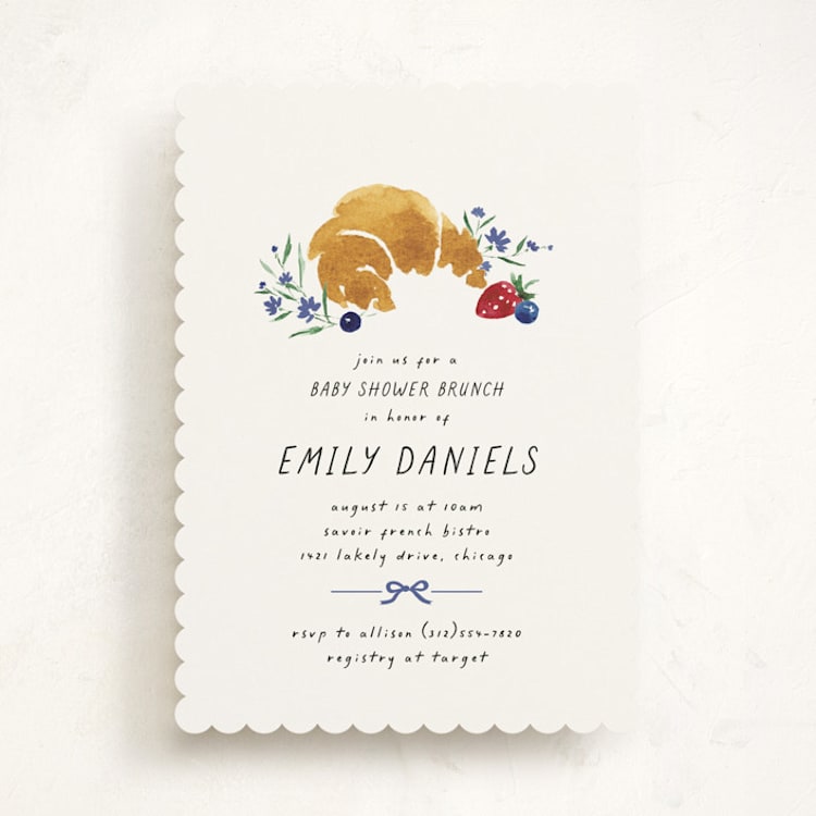 "Bonjour" - Baby Shower Invitations in Blueberry by Kate Ahn - Front