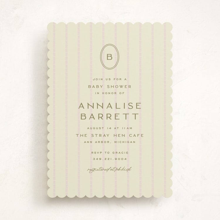 "stitched lines" - Baby Shower Invitations in Blush by Ellen Schlegelmilch - Front