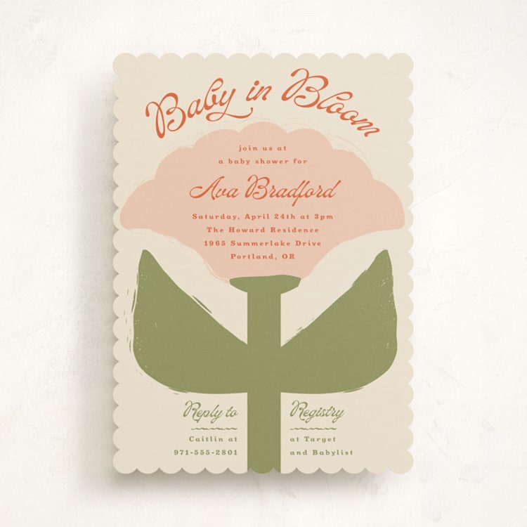 "Tulip" - Baby Shower Invitations in Peony by Lisa McLean - Front