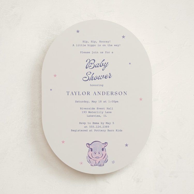 "baby hippo" - Baby Shower Invitations in Twilight Frost by Cass Loh - Front