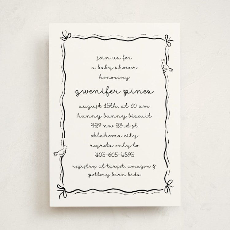 "Okarche" - Baby Shower Invitations in Cotton by Deynaaz Daraei - Front