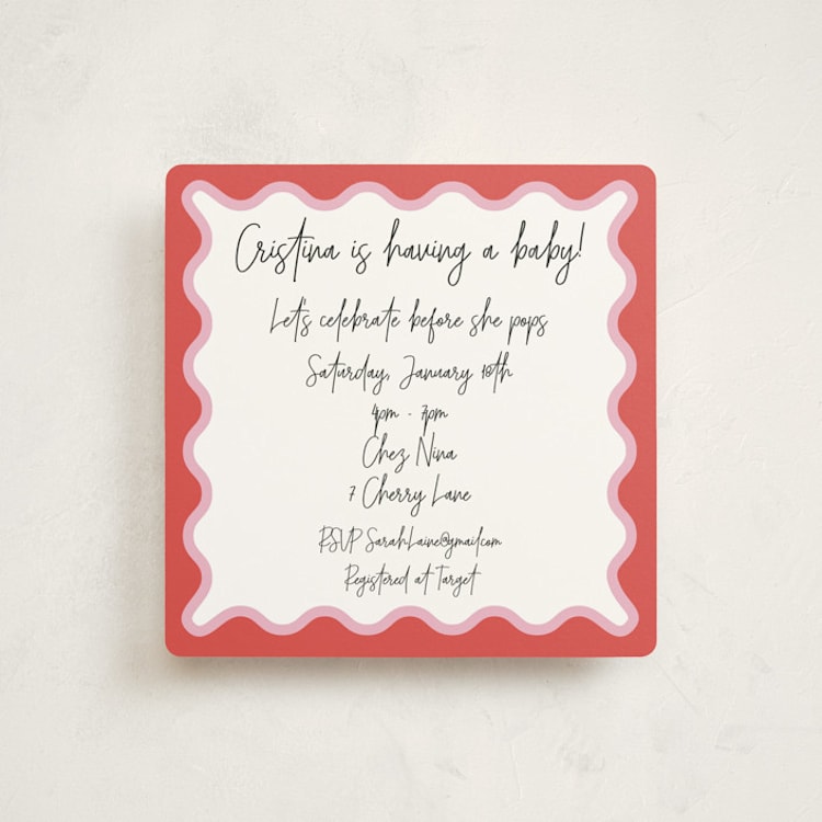 "Wavy Frame Fun" - Baby Shower Invitations in Watermelon by Ro Pacifico - Front