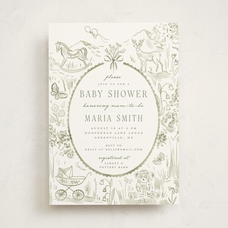 "Adventure" - Baby Shower Invitations in Sage by Petra Kern - Front