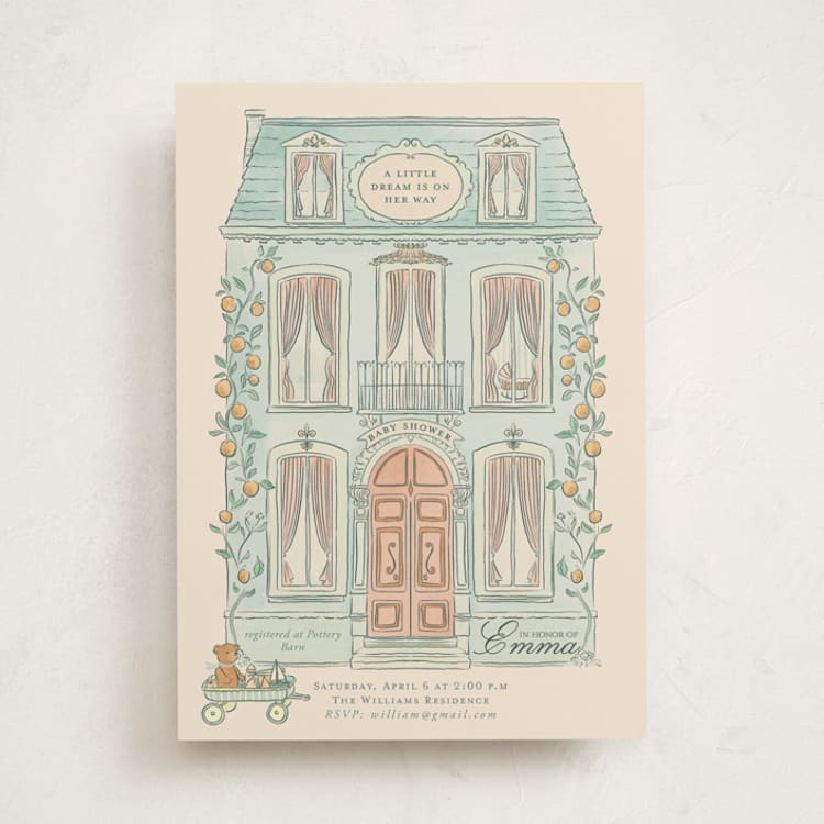 "Maison de Rêves" - Baby Shower Invitations in Ciel by Sabrin Deirani - Front