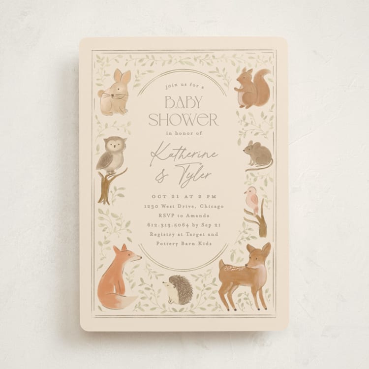 "Woodland storybook" - Baby Shower Invitations in Ecru by Creo Study - Front