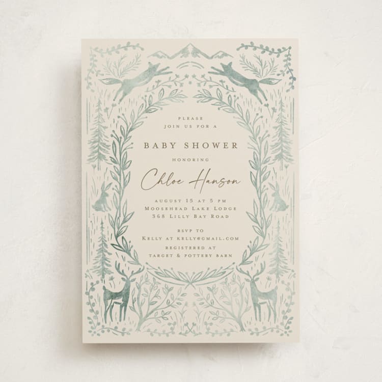 "The Story Begins" - Baby Shower Invitations in Sage by Petra Kern - Front