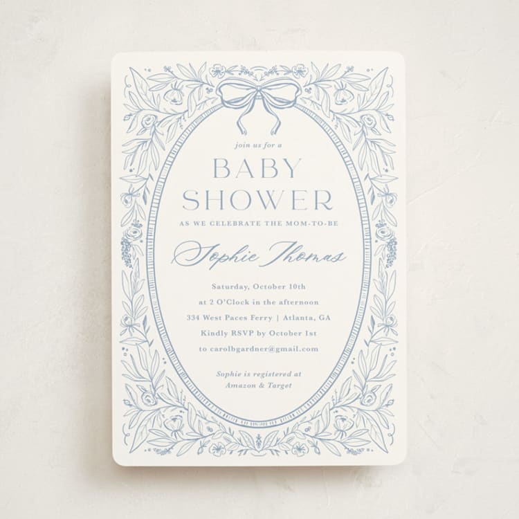 "Parisian Garden" - Baby Shower Invitations in Sky by Kristen Smith - Front