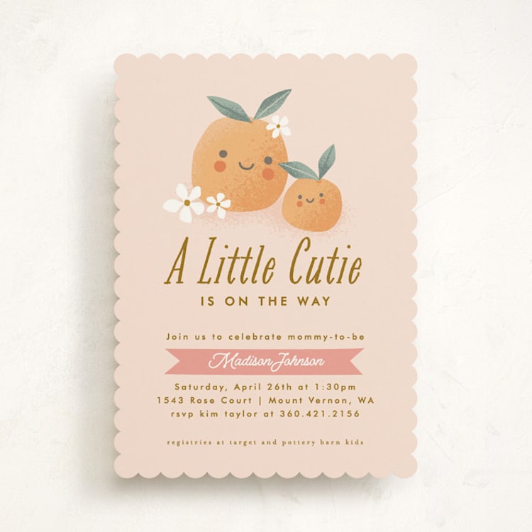 "little cutie oranges" - Baby Shower Invitations in Peach by Karidy Walker - Front