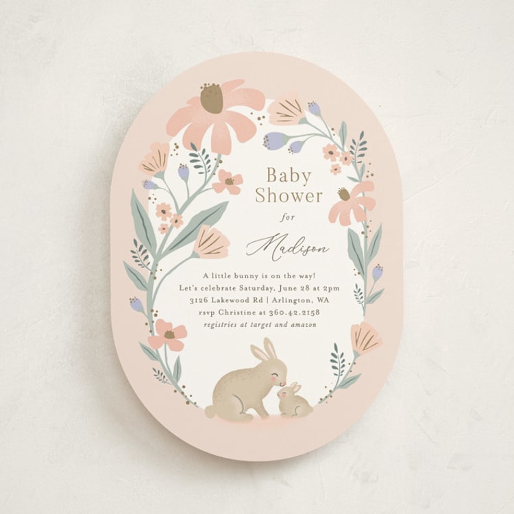 "Garden Bunnies" - Baby Shower Invitations in Petal by Karidy Walker - Front