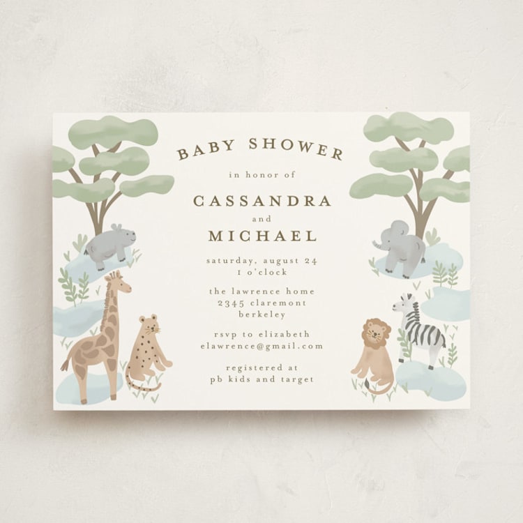 "Little Animal World" - Baby Shower Invitations in Air by Jennifer Holbrook - Front