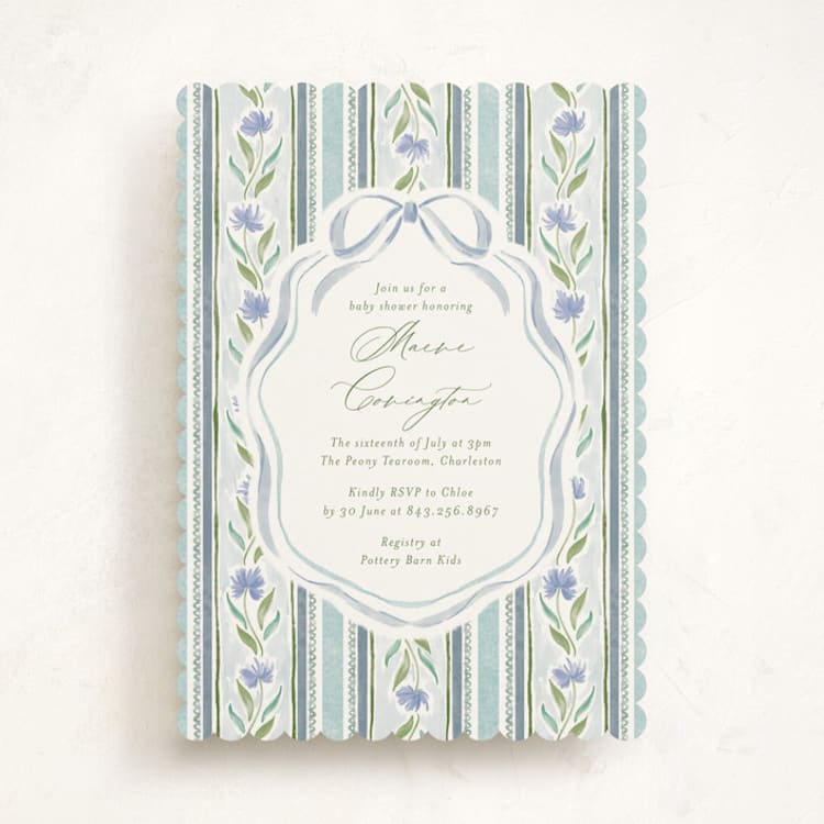 "Wildflower Ribbon" - Baby Shower Invitations in Cotswolds by Jackie Crawford - Front