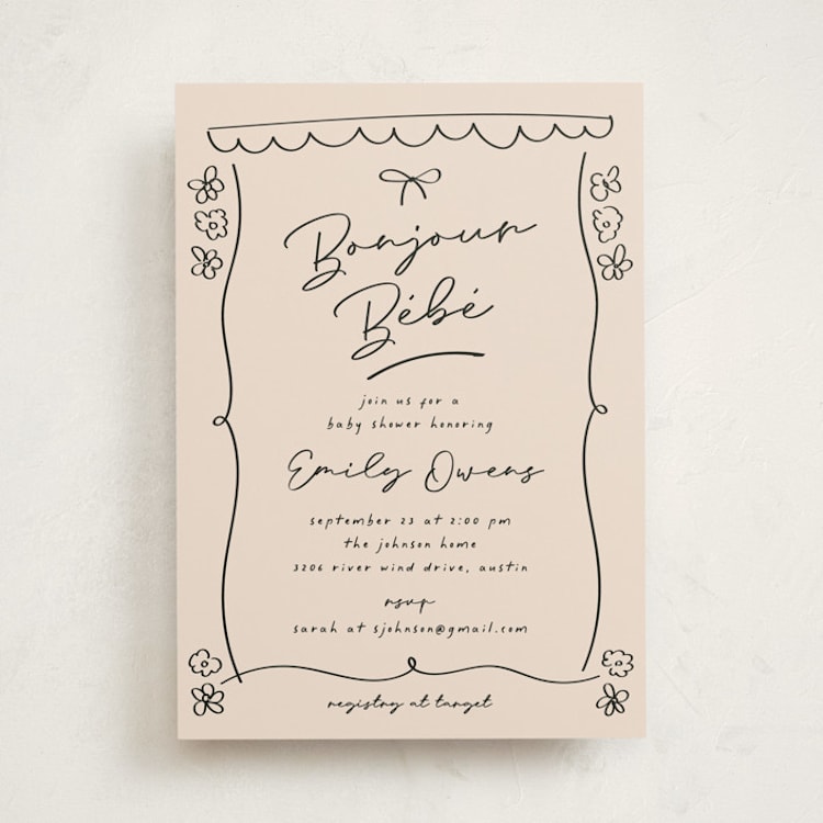 "Oh Bebe" - Baby Shower Invitations in Blush by Ashley Iwafuchi - Front