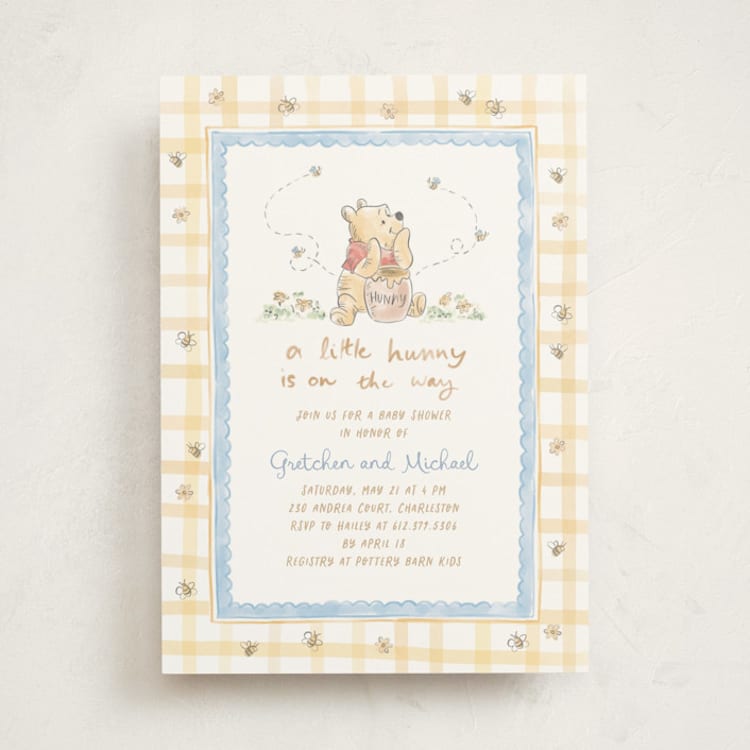 "Disney's Winnie The Pooh and a Lil Hunny" - Baby Shower Invitations in Pond by Creo Study - Front