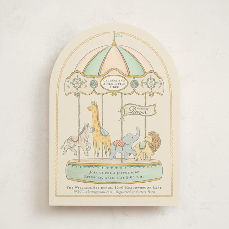 "Carousel of Sweet Beginnings" - Baby Shower Invitations in Vanilla by Sabrin Deirani - Front