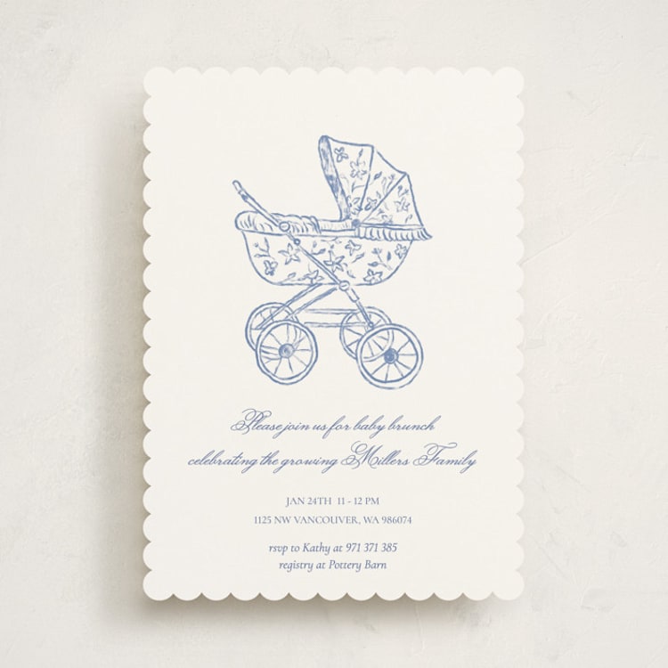 "Baby pram" - Baby Shower Invitations in Navy by Huefete - Front