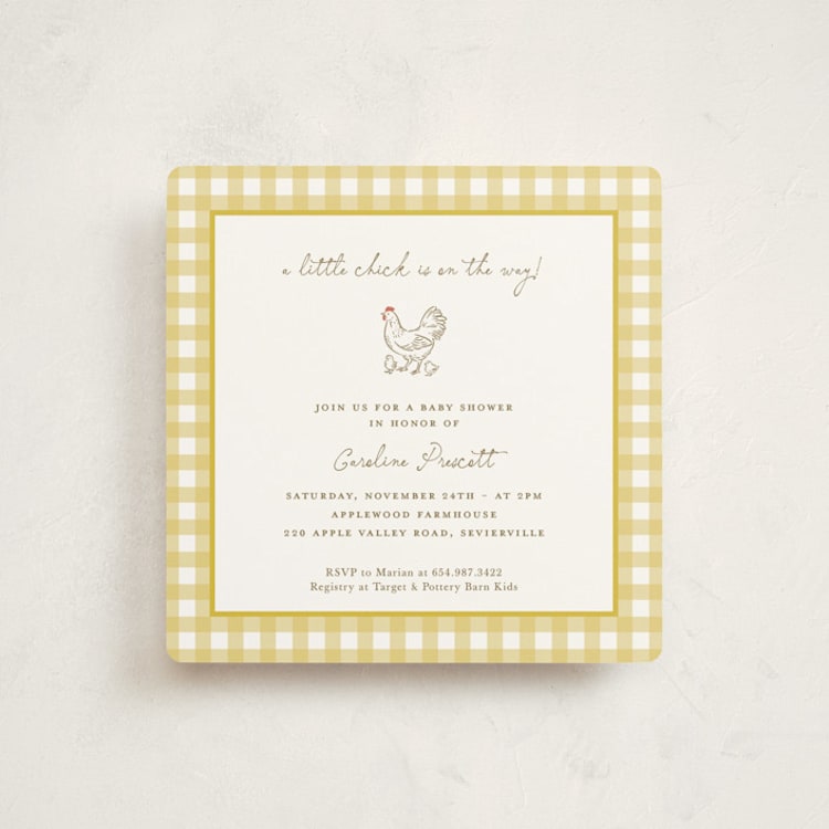 "Little Chicks on the Way" - Baby Shower Invitations in Corn by Lucrecia Caporale - Front