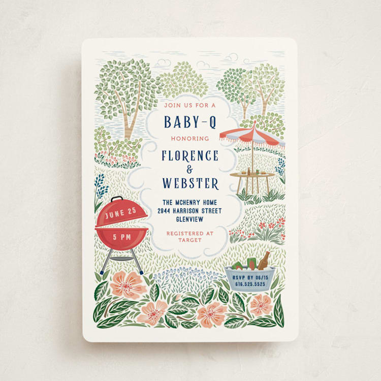 "Backyard Bbq" - Baby Shower Invitations in Ketchup by Paper Sun Studio - Front