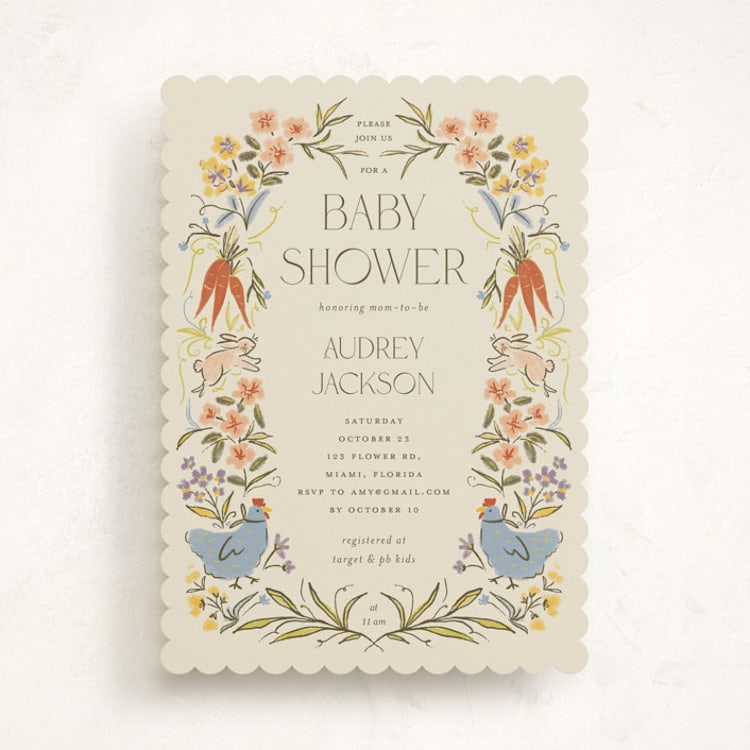 "Whimsical Frame" - Baby Shower Invitations in Creamery by Vera Lim - Front