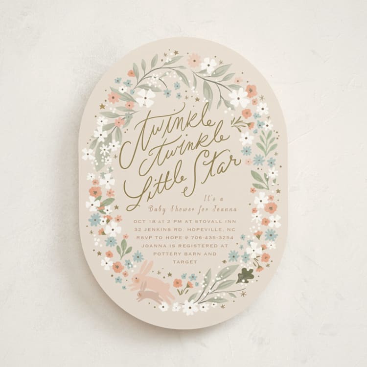 "Twinkle Bunny" - Baby Shower Invitations in Sand by Hannah Williams - Front