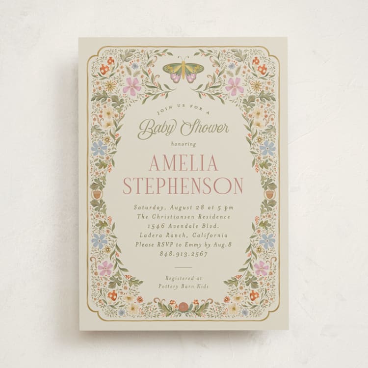 "Vintage Butterfly" - Baby Shower Invitations in Moss by Joanna Griffin - Front