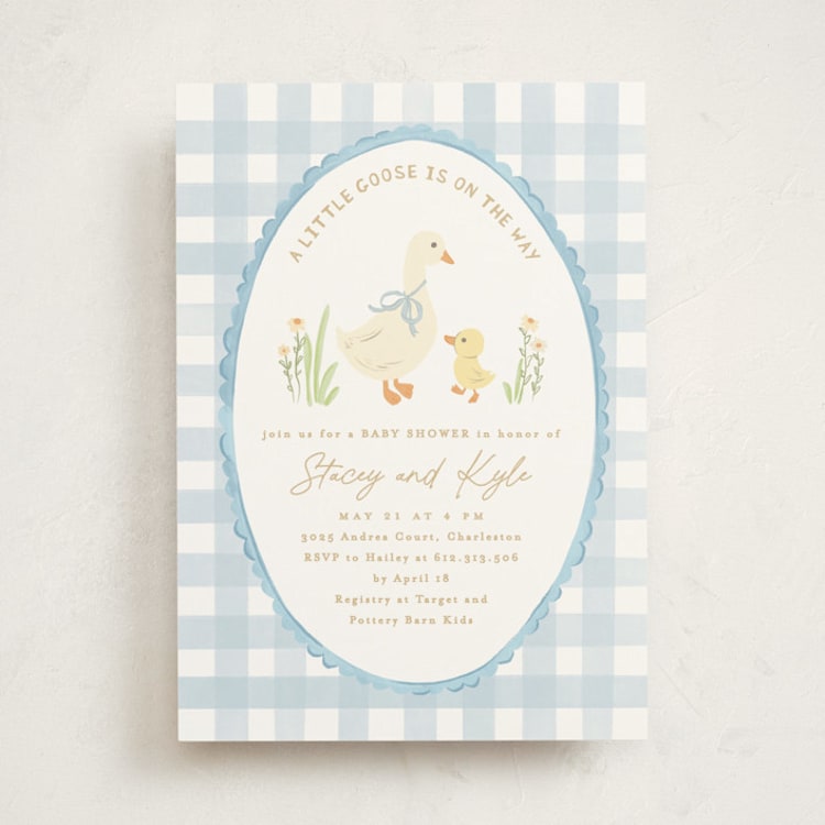 "Vintage goose" - Baby Shower Invitations in Sky by Creo Study - Front