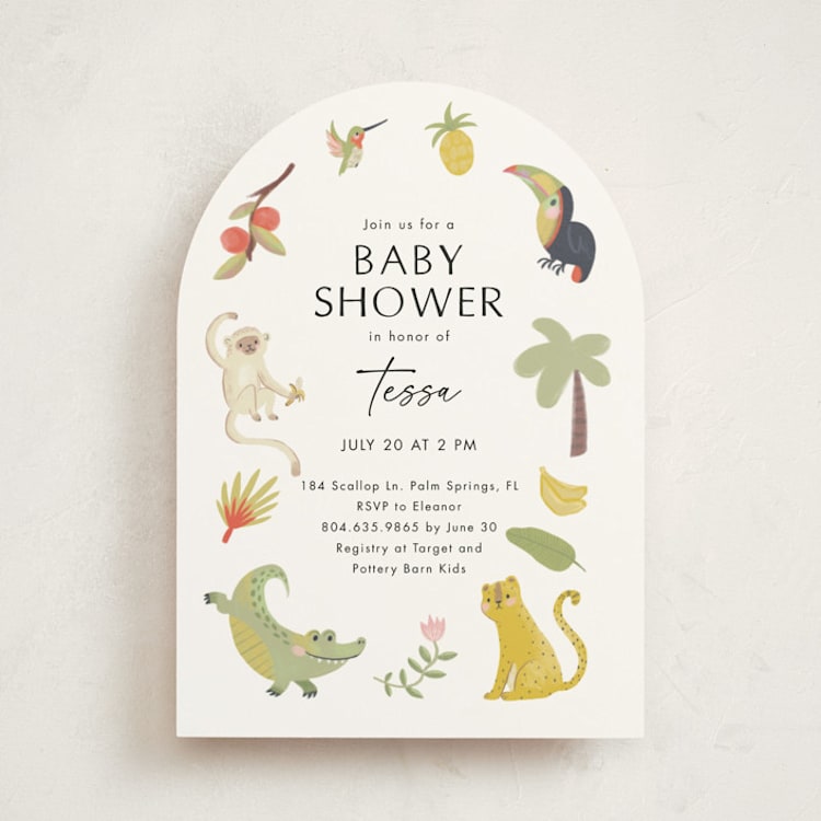 "Tropical Animals" - Baby Shower Invitations in Ivory by Kate Blalock - Front