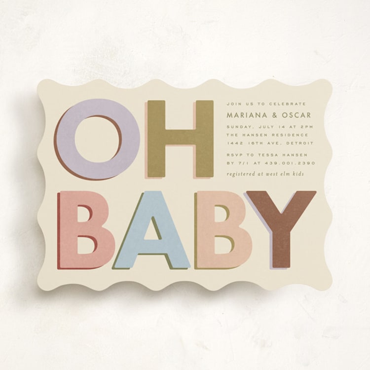 "block letters" - Baby Shower Invitations in Muted by Ellen Schlegelmilch - Front