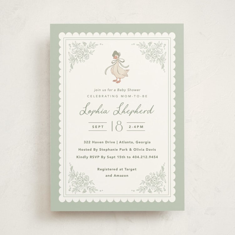 "Story Book Frame" - Baby Shower Invitations in Sage by Kristen Smith - Front