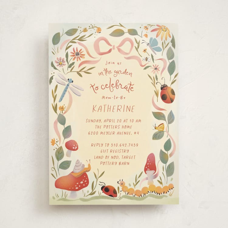 "Insect Garden" - Baby Shower Invitations in Ivory by Becky Nimoy - Front