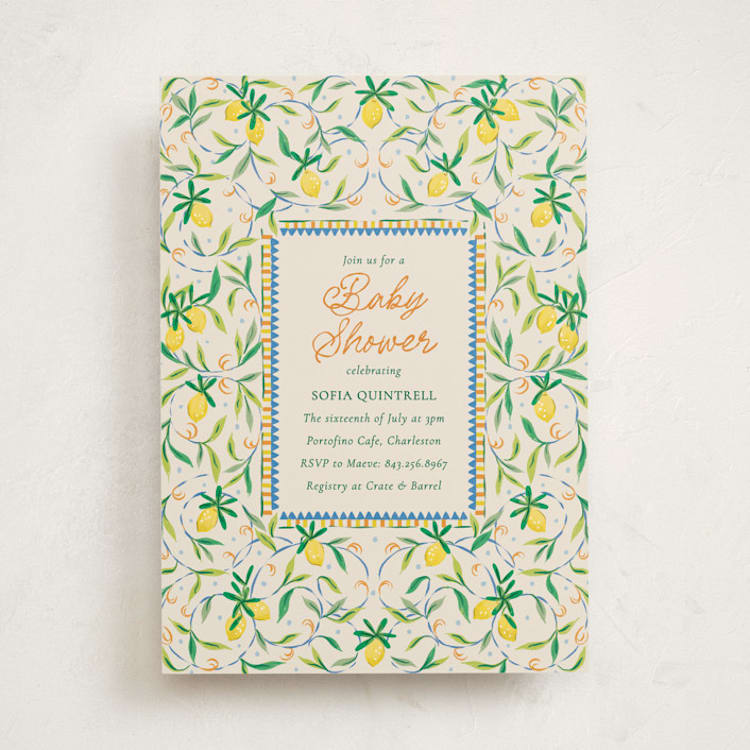 "Petit Lemon" - Baby Shower Invitations in Cinque Terre by Jackie Crawford - Front