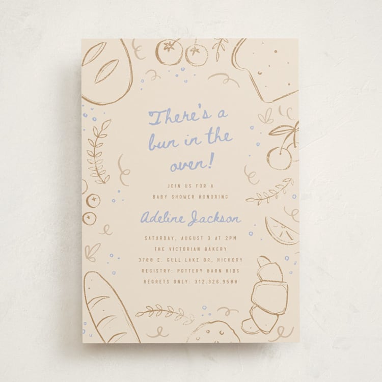 "Bun in the oven" - Baby Shower Invitations in Bluecrumb by Pixel and Hank - Front
