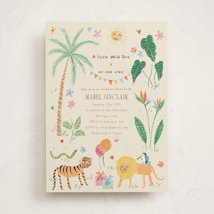 "A Little Wild One Baby Shower" - Baby Shower Invitations in Linen by Celine Nguyen - Front