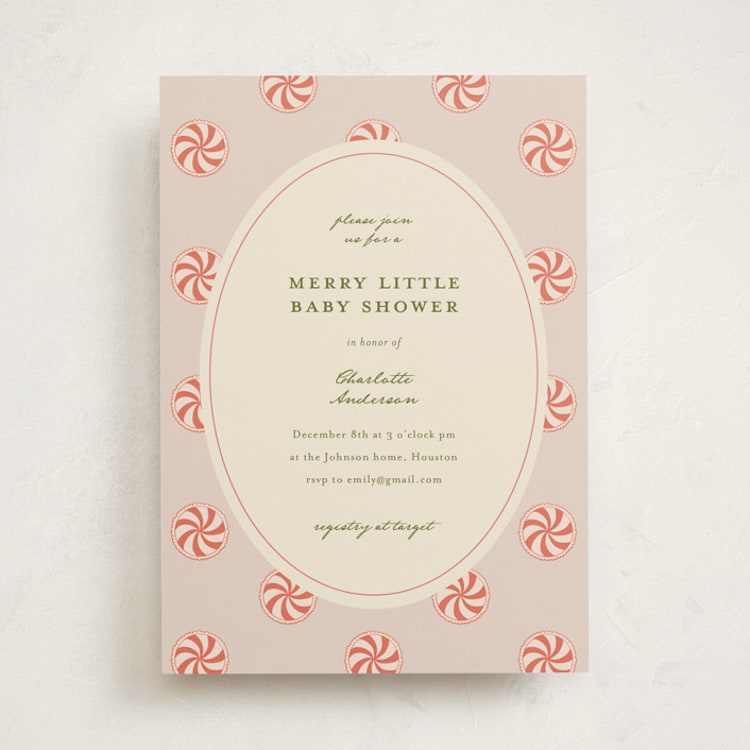 "Peppermint" - Baby Shower Invitations in Peppermint by Stephanie Heinrich Godbout - Front