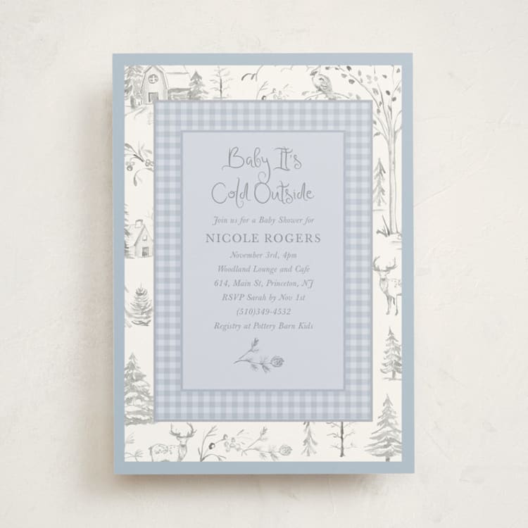 "Winter Toile" - Baby Shower Invitations in Lake by Teju Reval - Front