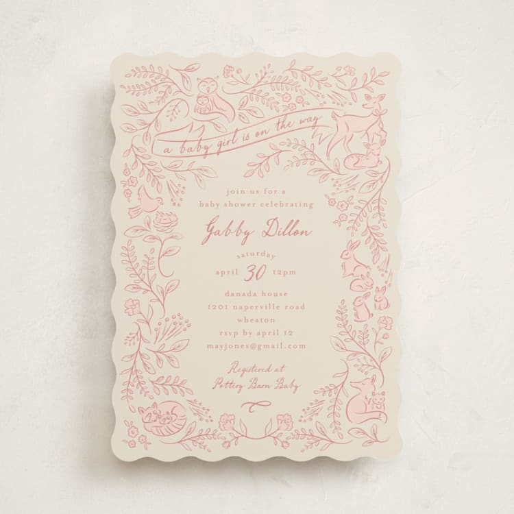 "Woodland" - Baby Shower Invitations in Rose by Erin German - Front