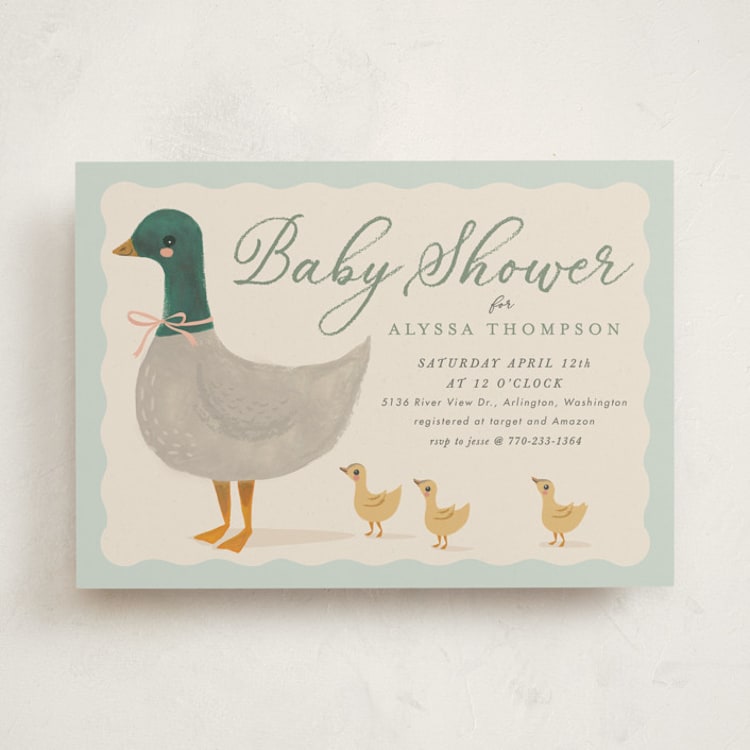 "Vintage Ducklings" - Baby Shower Invitations in Pond by Karidy Walker - Front