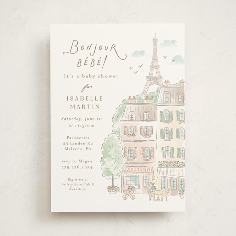 "A day in Paris" - Baby Shower Invitations in Strawberry by Jennifer Wick - Front